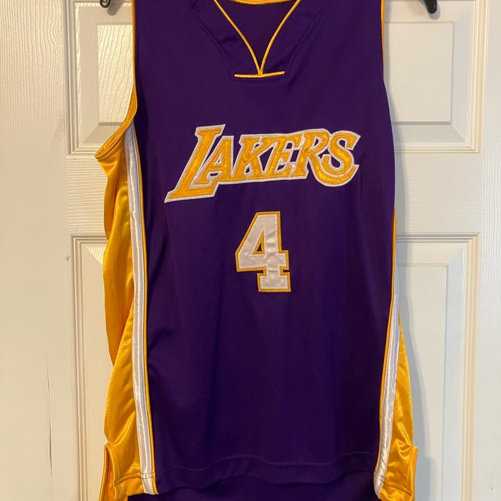Los Angeles Lakers NBA Purple Yellow #4 Jersey Mens Medium